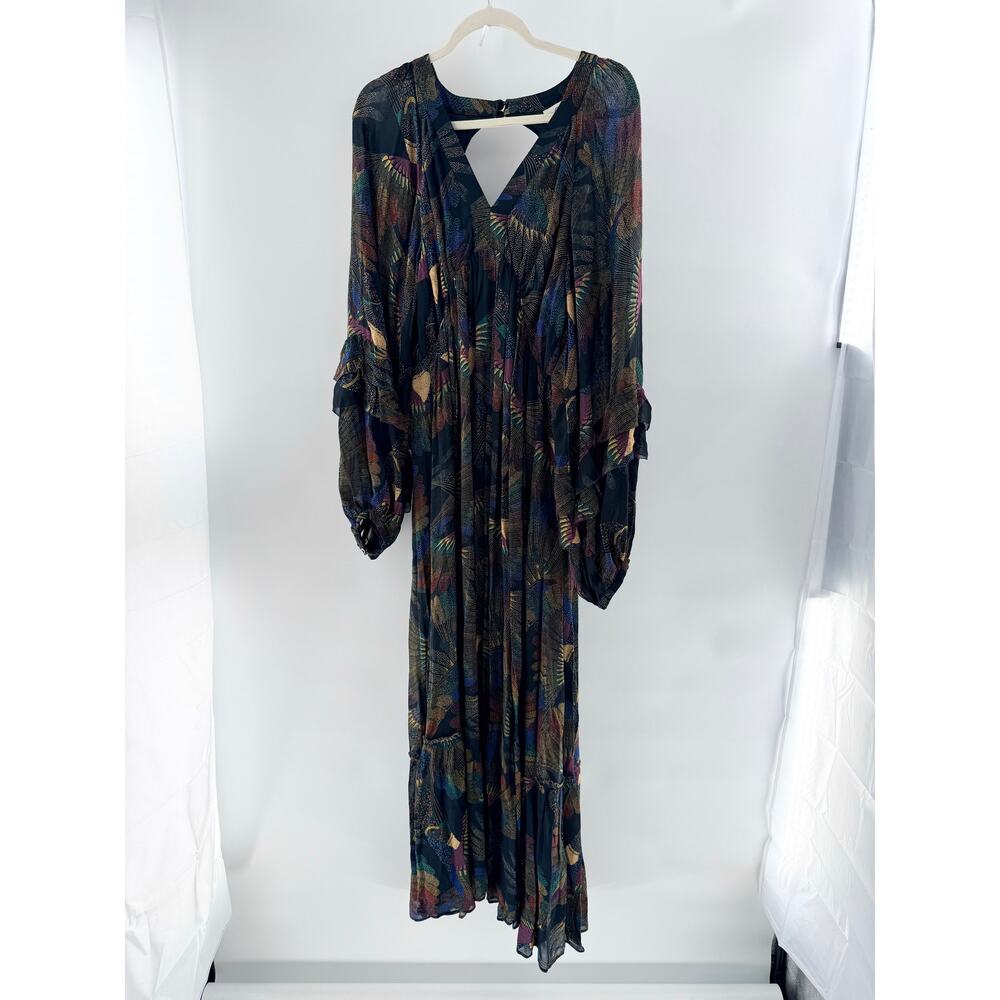 FARM Rio Multicolor Abstract Print V-Neck Maxi Dress